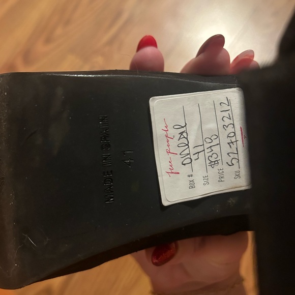 NWT Free People Suede Smyth Heeled Side Zip Black Booties Size 11 / 41 - Picture 7 of 8